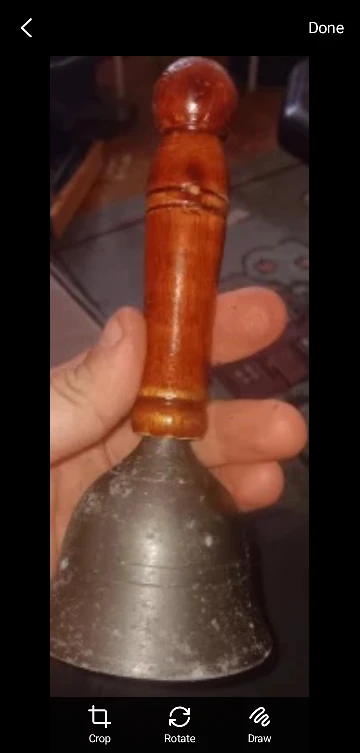 Vintage Metal Bell with Wooden Handle - photo 3