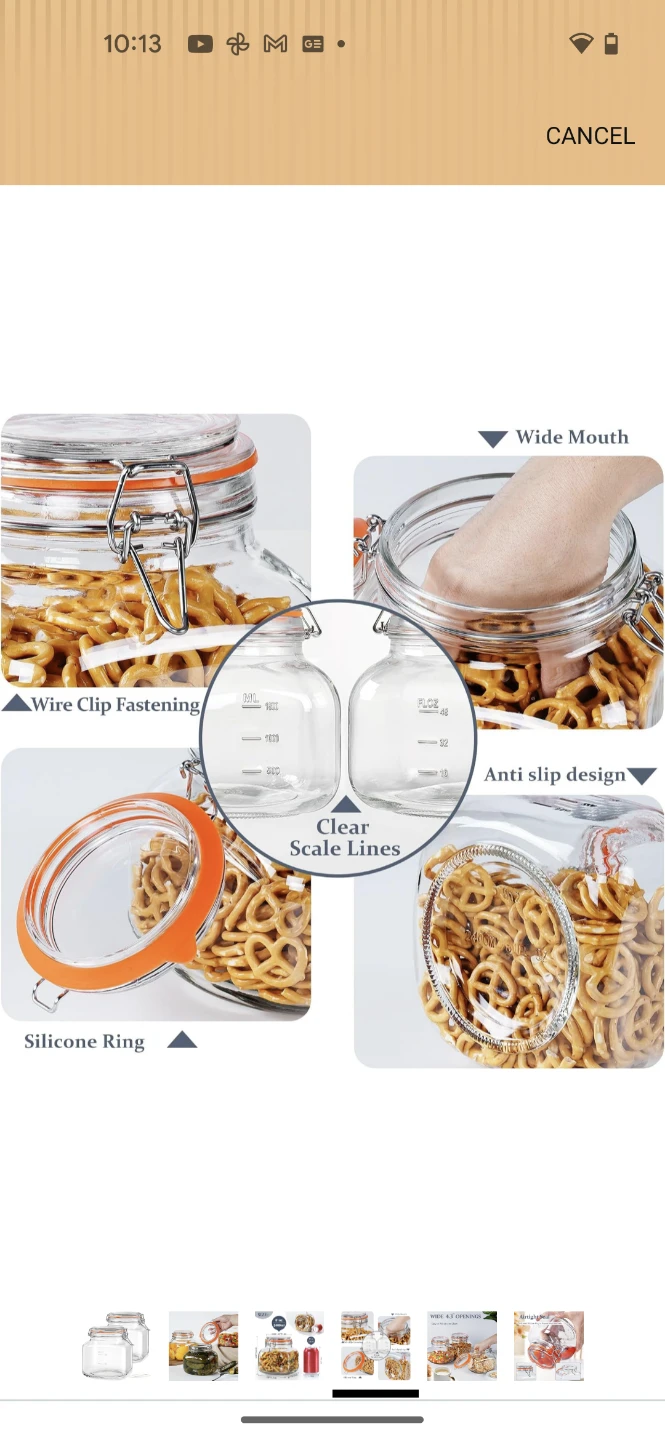 Qianfenie 81oz Glass Jars with Airtight Lids - 2 Pack - photo 4