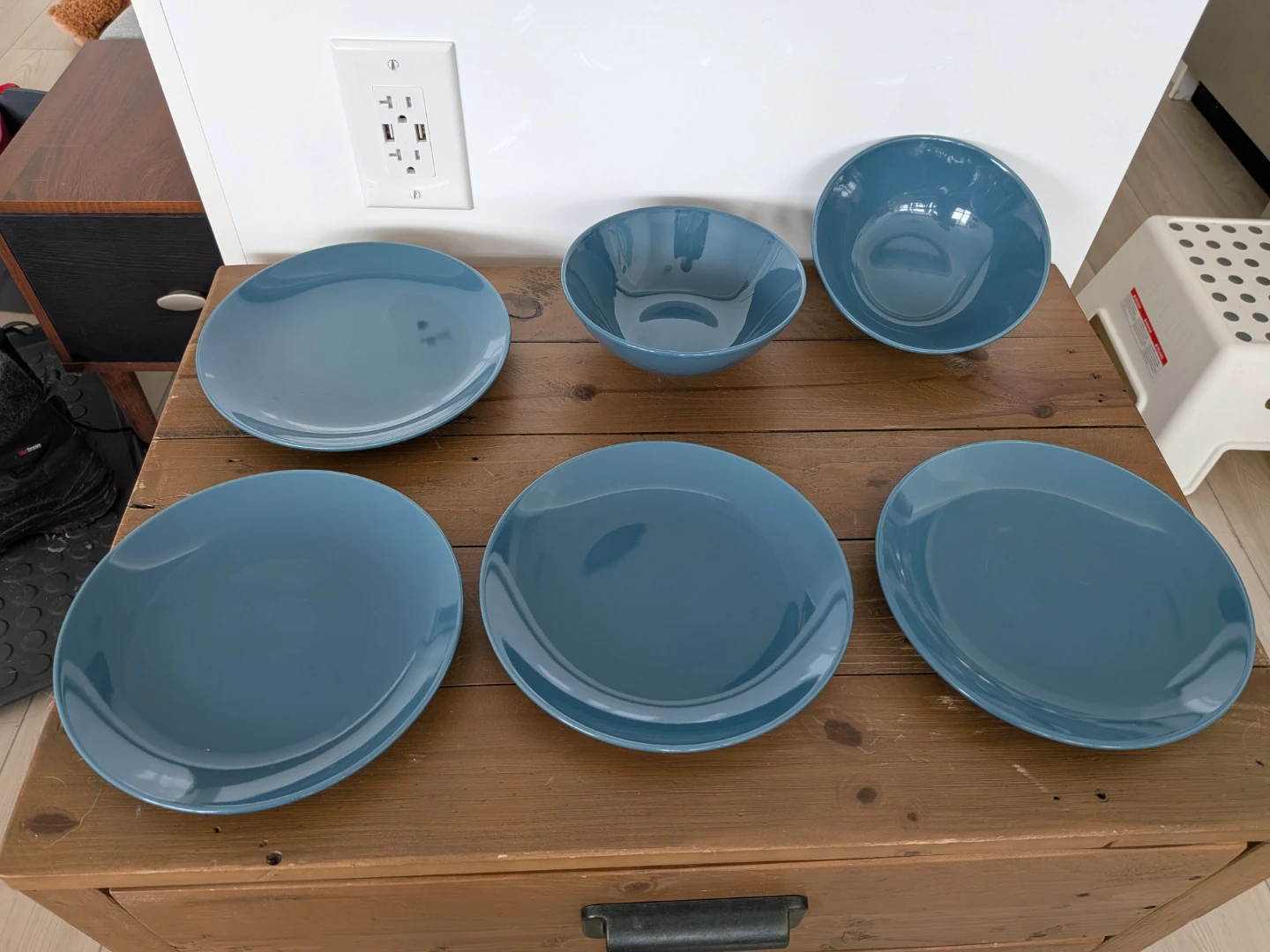 IKEA Blue Stoneware Plates and Bowls Set