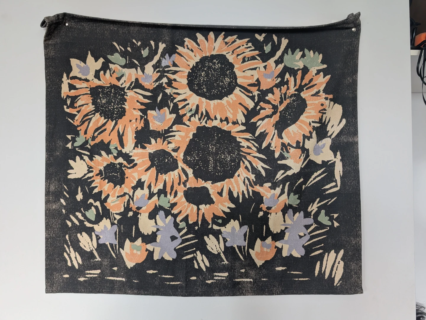 Urban Outfitters Woodblock Sunflower Tapestry