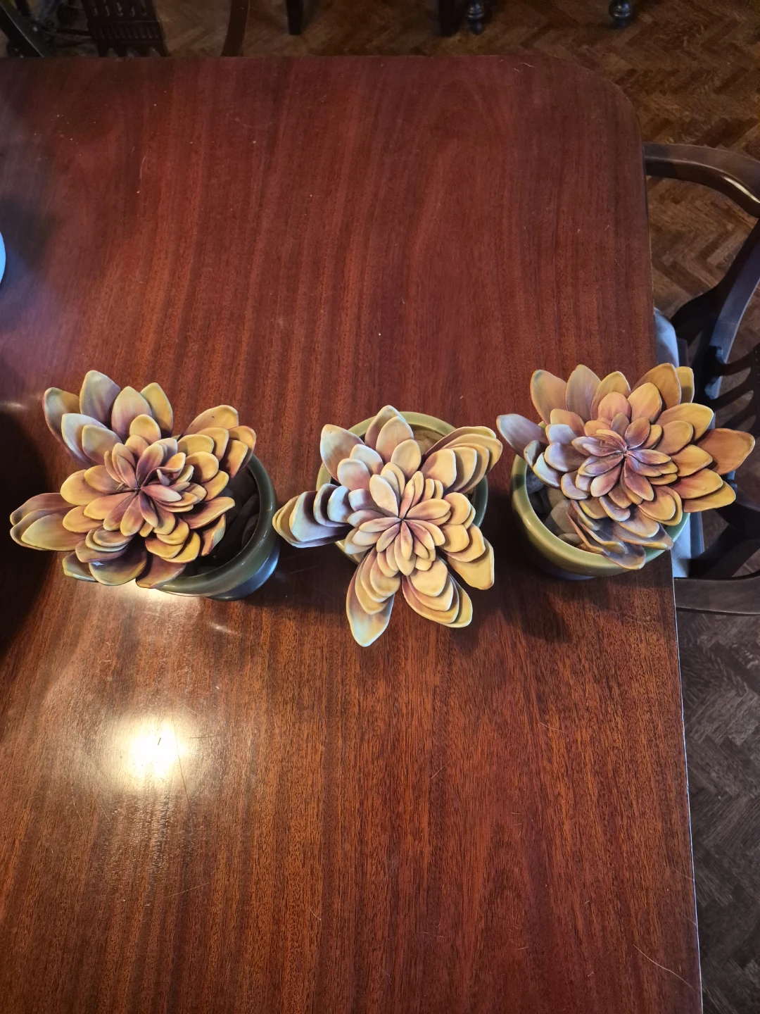 Set of 3 Faux Succulent Plants in Green Pots - photo 2