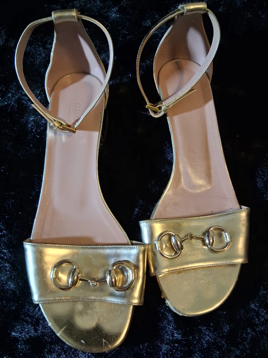 Gucci Gold Horsebit Sandals Size 38