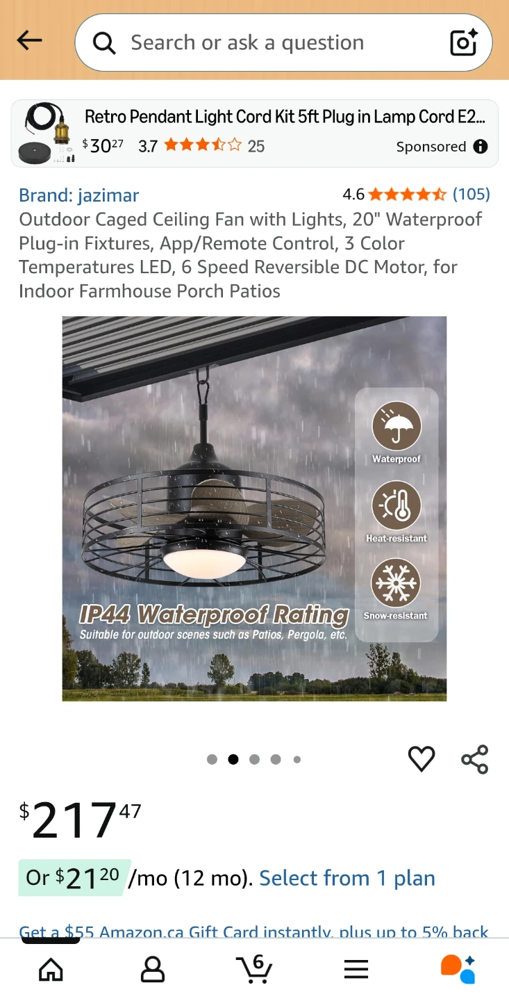 Jazimar Outdoor Caged Ceiling Fan with Lights 20" - photo 3