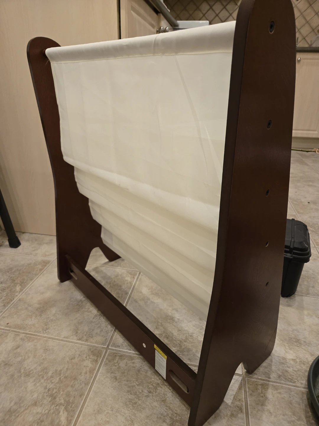 Wooden Bookshelf with Cream Fabric Shelves - photo 3