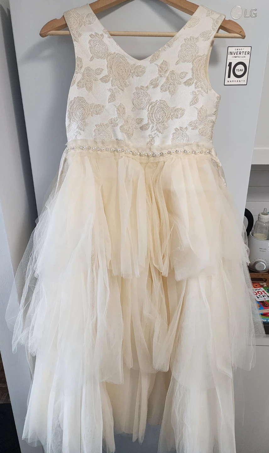 9/10yrs- Formal Ivory Tiered Dress