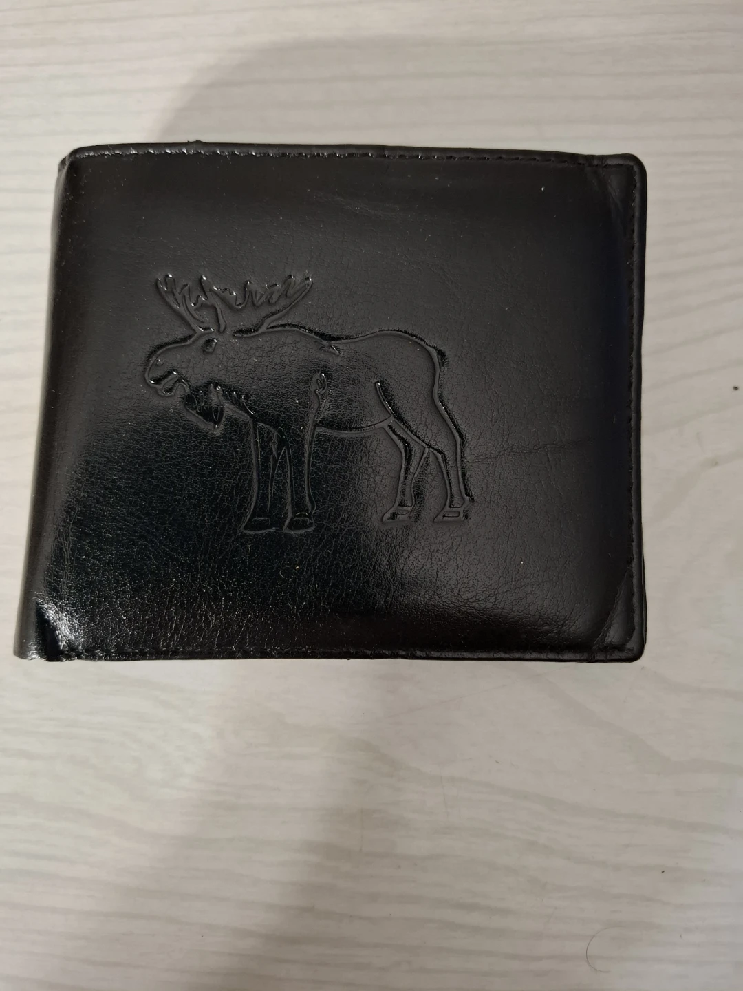 Brown Leather Bifold Wallet with Embossed Moose