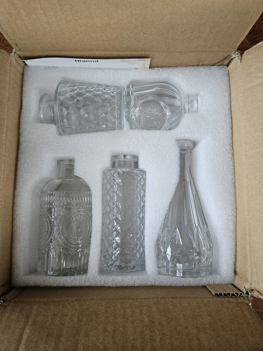 Set of 5 Decorative Glass Vases