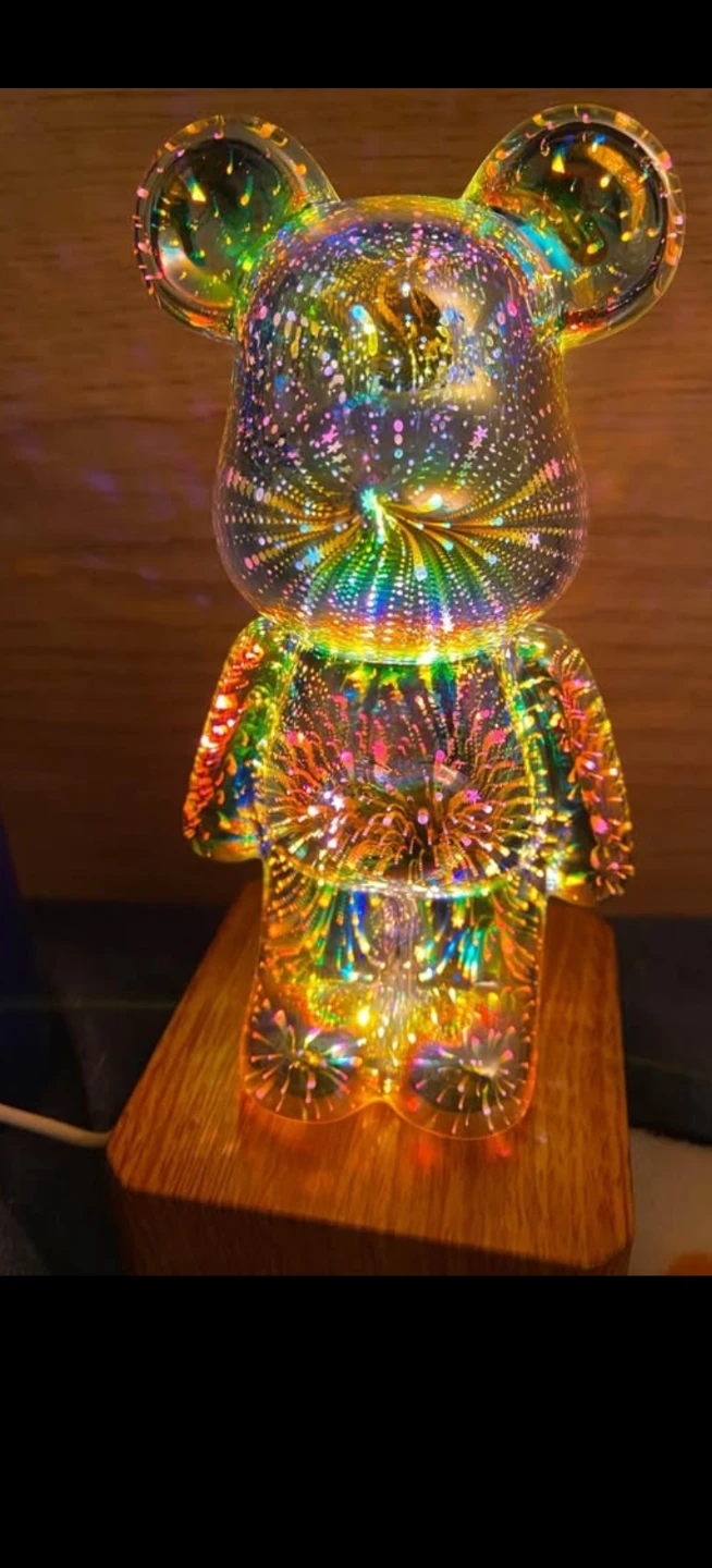 Bearbrick style lamp with colourful 3D light effect