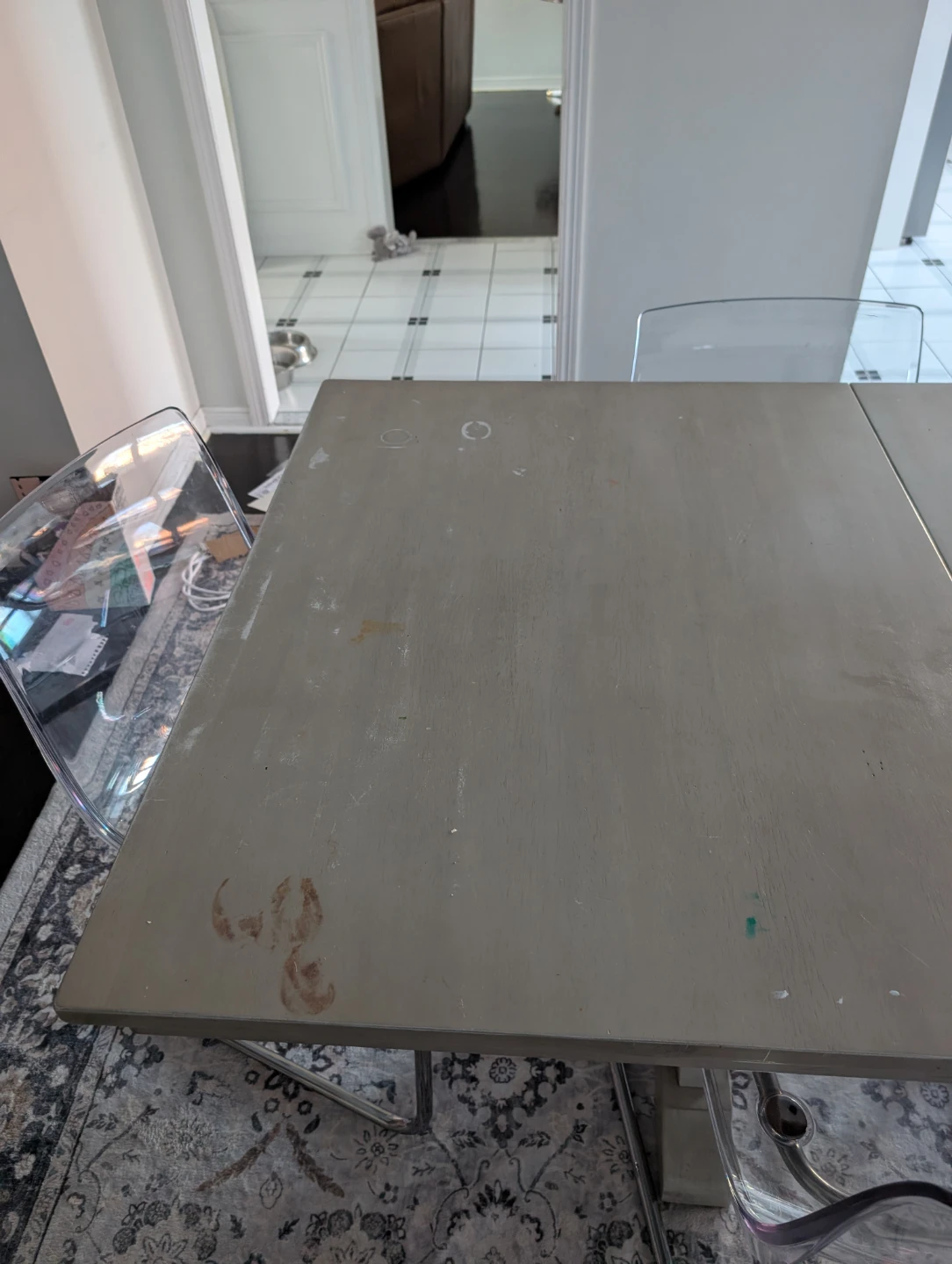 Light Grey Rubber Wood Dining Table Extendable - photo 4