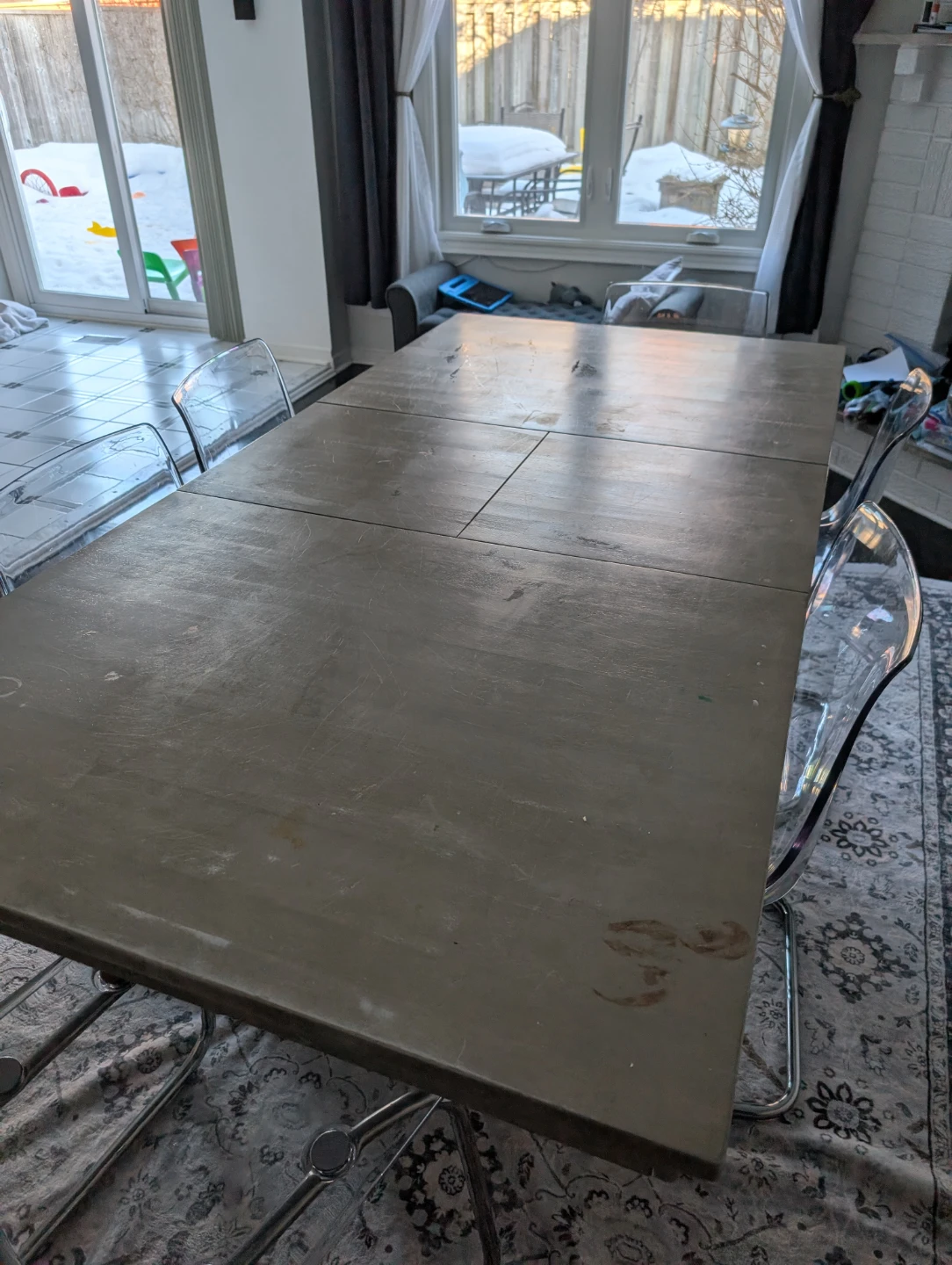 Light Grey Rubber Wood Dining Table Extendable - photo 5