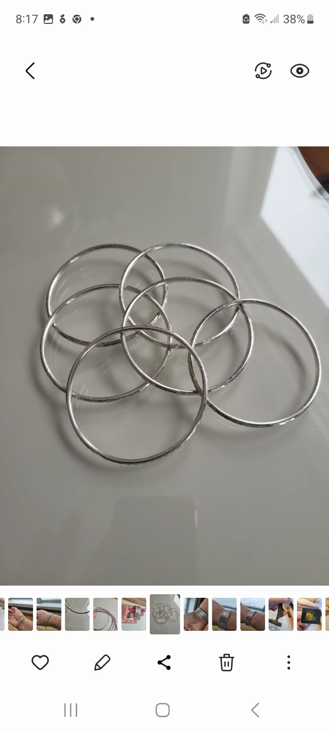 Mother's Day Set of 6 .925 Sterling Silver Stackable Bangles