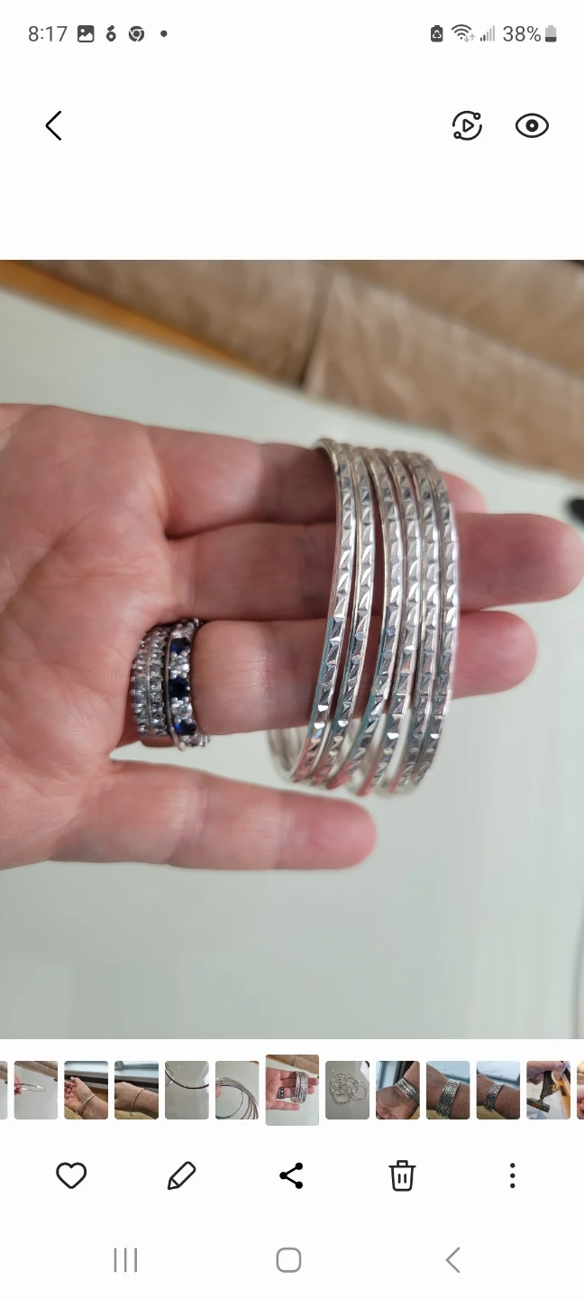 Mother's Day Set of 6 .925 Sterling Silver Stackable Bangles - photo 2