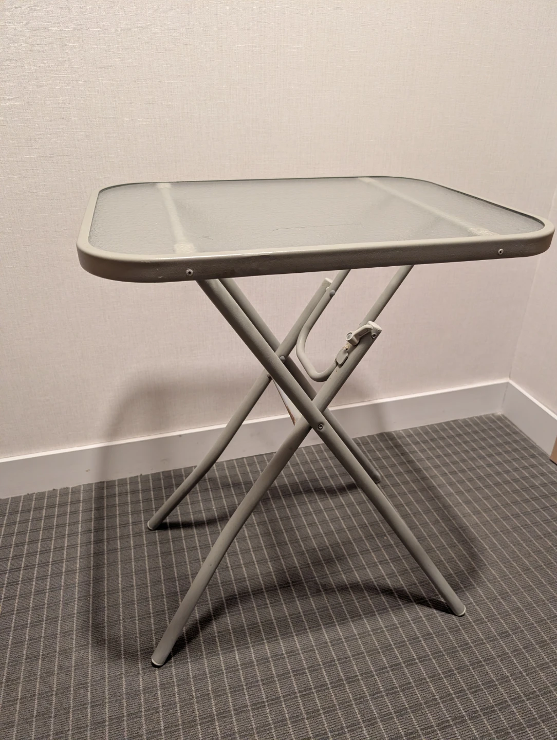 Folding Glass Top Side Table