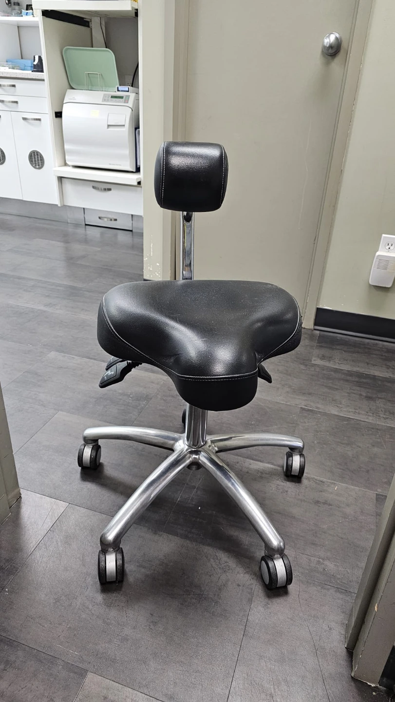 Black Saddle Stool Chair with Backrest