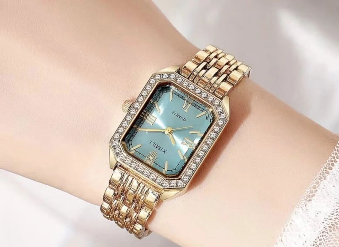 Ximili Women's Gold-Tone Watch with Blue Face
