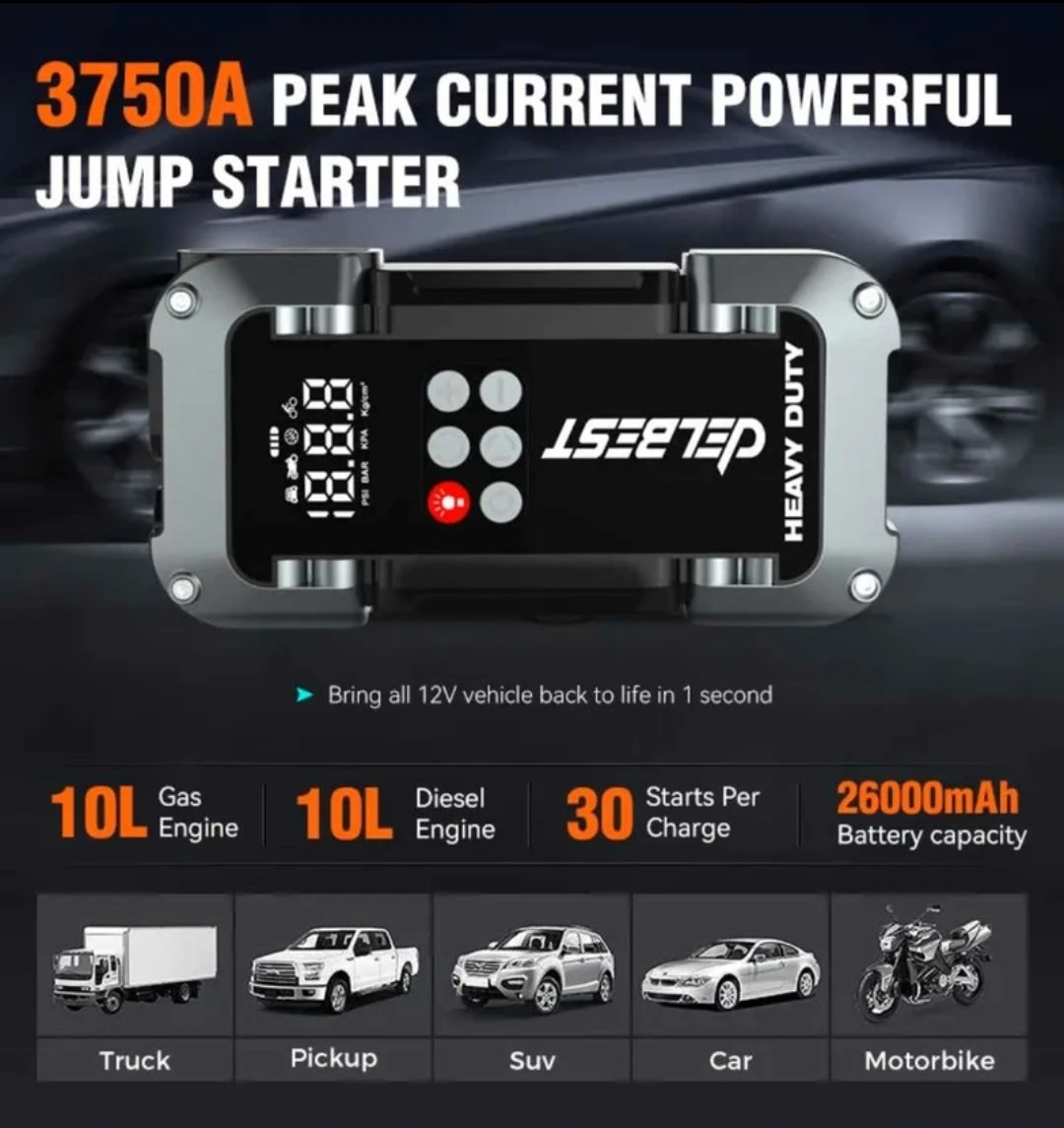 DELBEST HEAVY DUTY 3750A Jump Starter with Air Inflation - photo 5