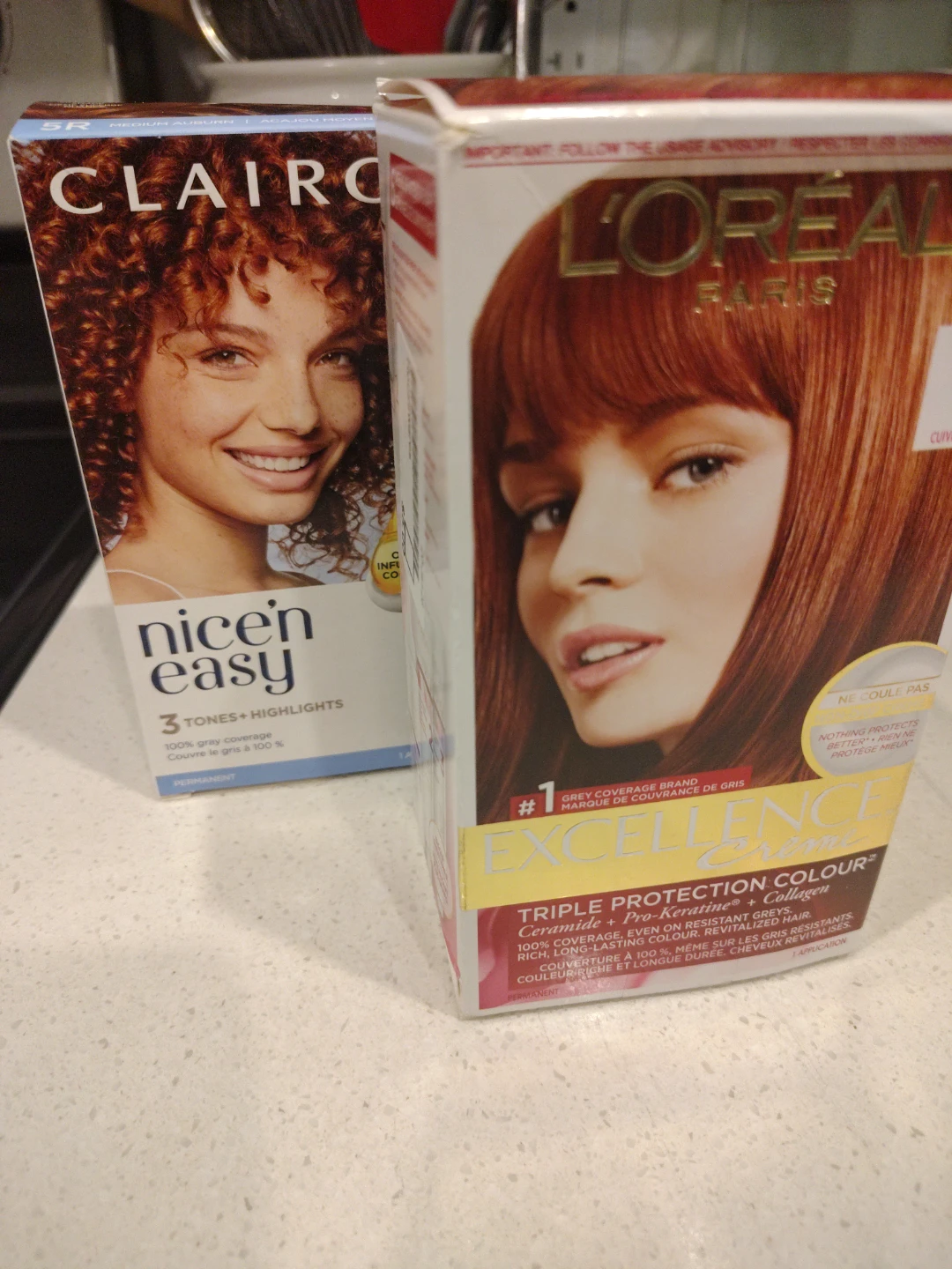 Clairol Nice'n Easy and L'Oreal Excellence Hair Colour