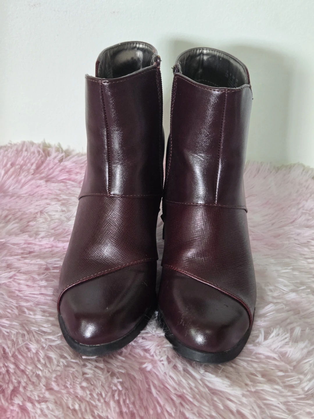 Women's Burgundy Heeled Ankle Boots