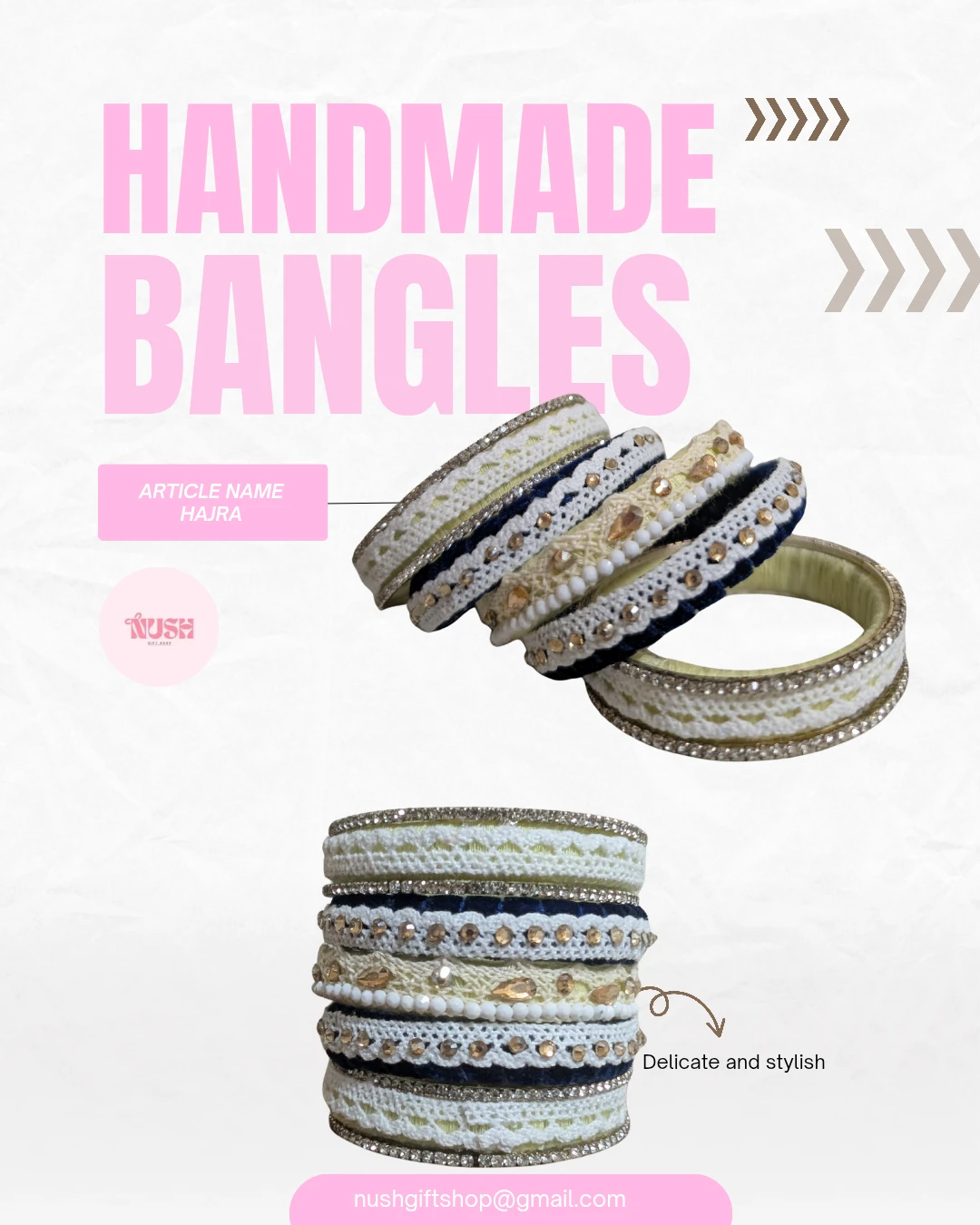 Handmade Bangles - Nush. Velvet and thread bangles - photo 3