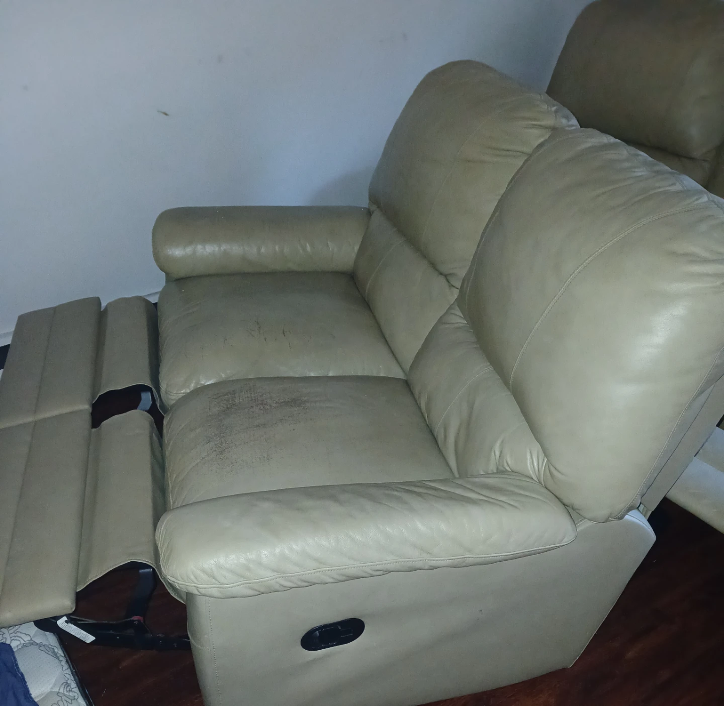 Tan Leather Loveseat Recliner - photo 2