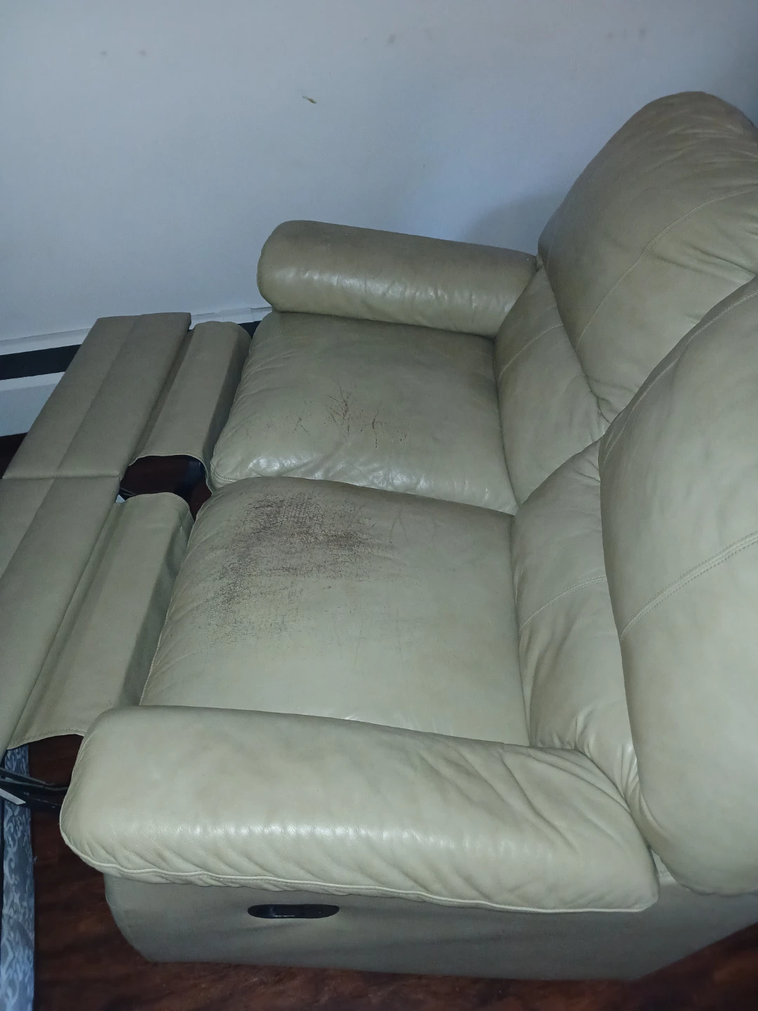 Tan Leather Loveseat Recliner - photo 5