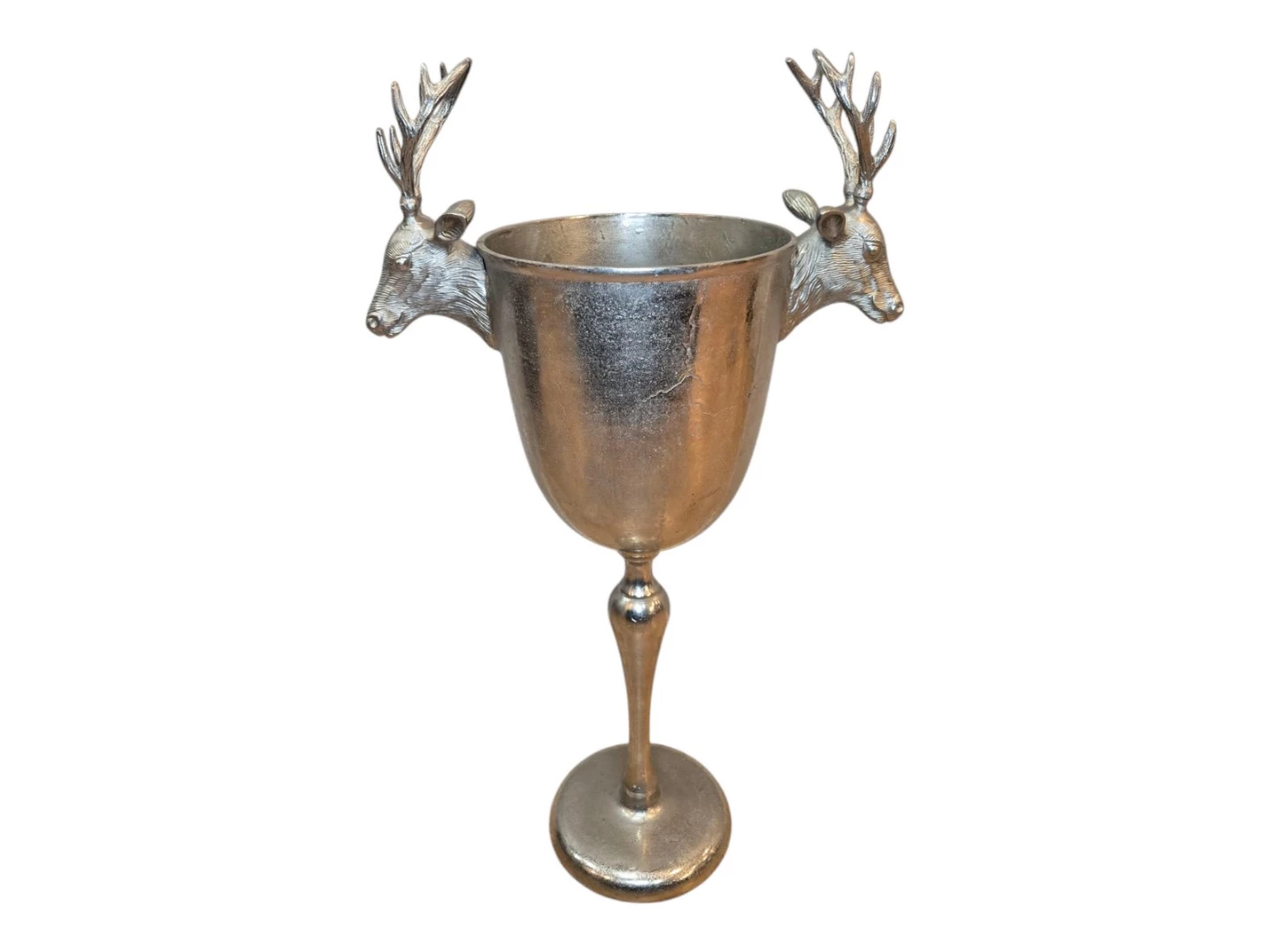 Silver Pedestal Champagne Urn with Deer Heads