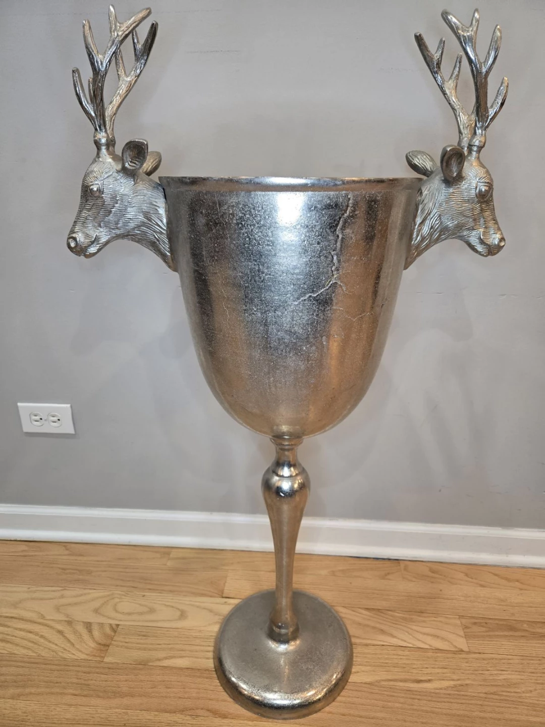 Silver Pedestal Champagne Urn with Deer Heads - photo 2