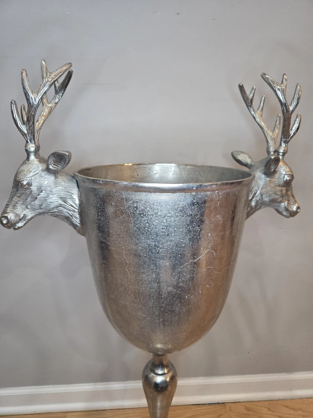 Silver Pedestal Champagne Urn with Deer Heads - photo 3