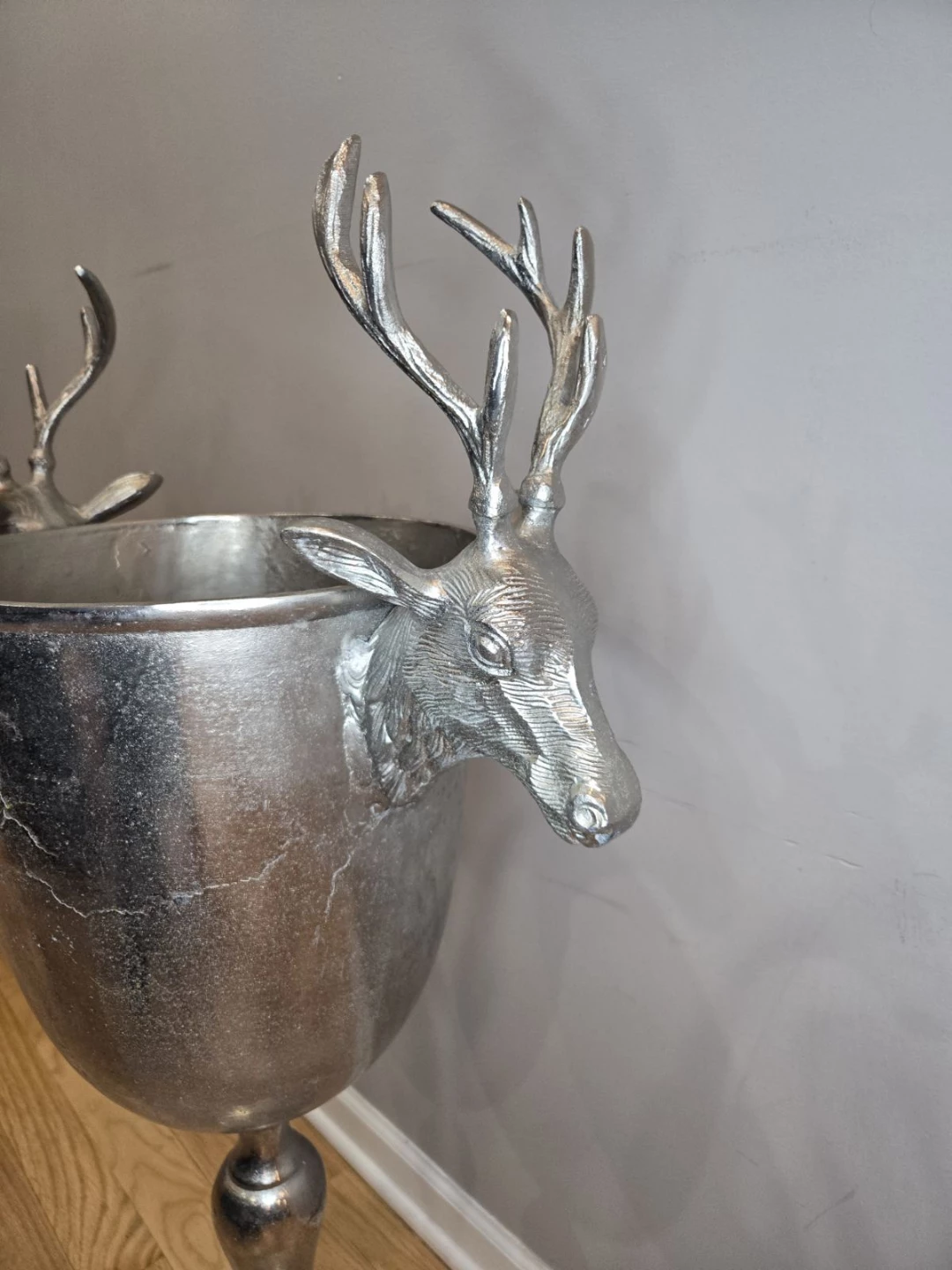 Silver Pedestal Champagne Urn with Deer Heads - photo 4