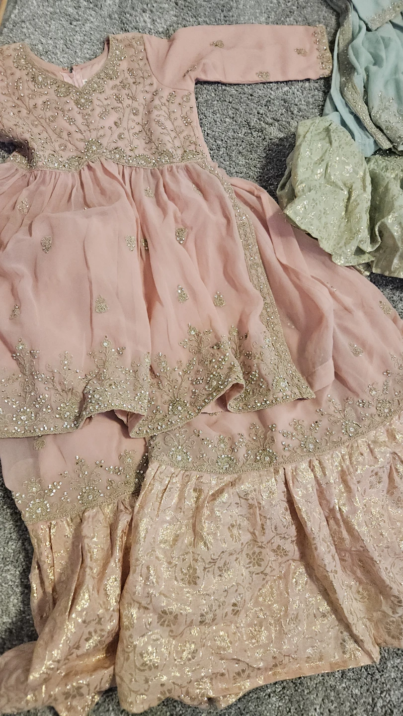 Embellished Sharara Outfit - Pink & Teal - photo 2