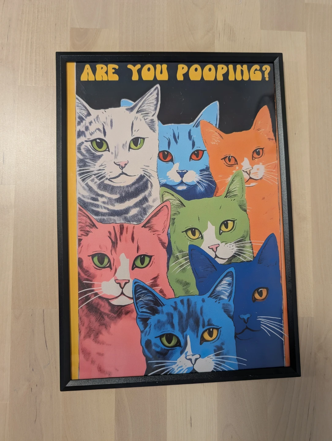 Framed "Are You Pooping?" Funny Cat bathroom decor Print - photo 2