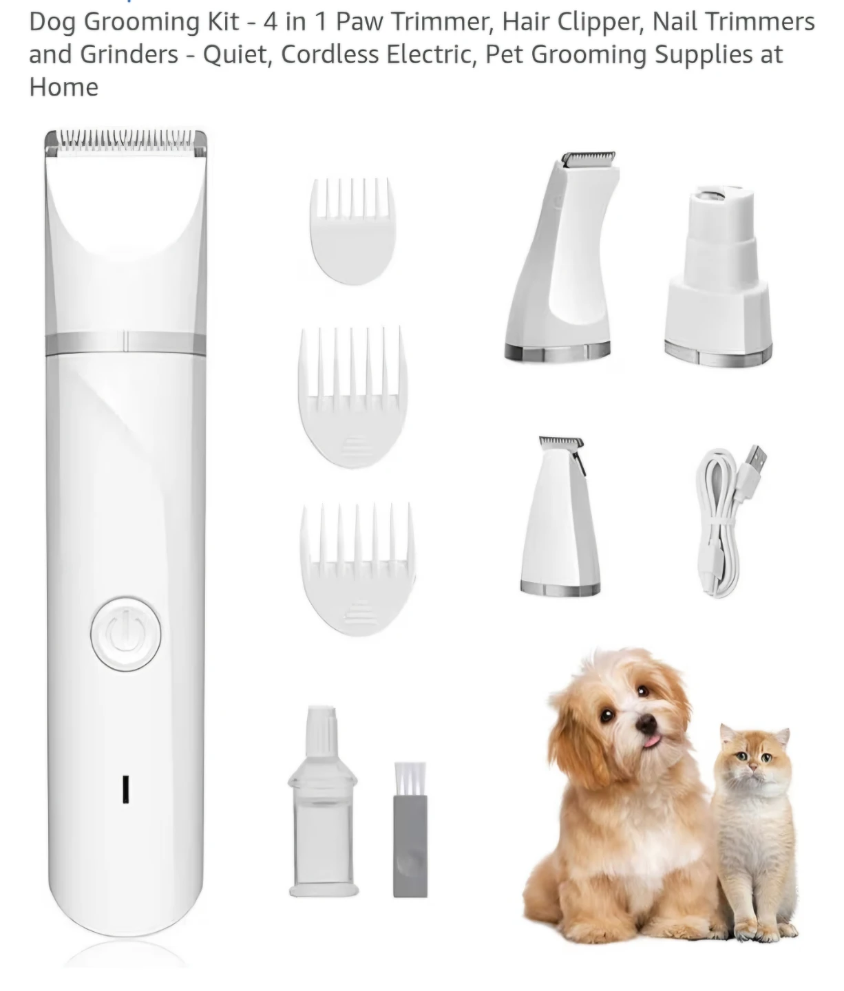4-in-1 Pet Trimmer Grooming Kit - USB Rechargeable 🥕
