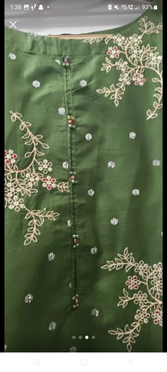 Embroidered Green Kurta and Pants Set - photo 3