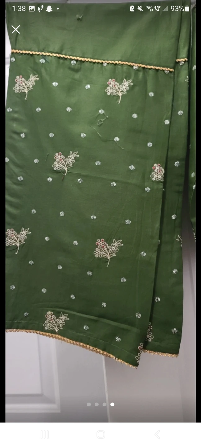 Embroidered Green Kurta and Pants Set - photo 4