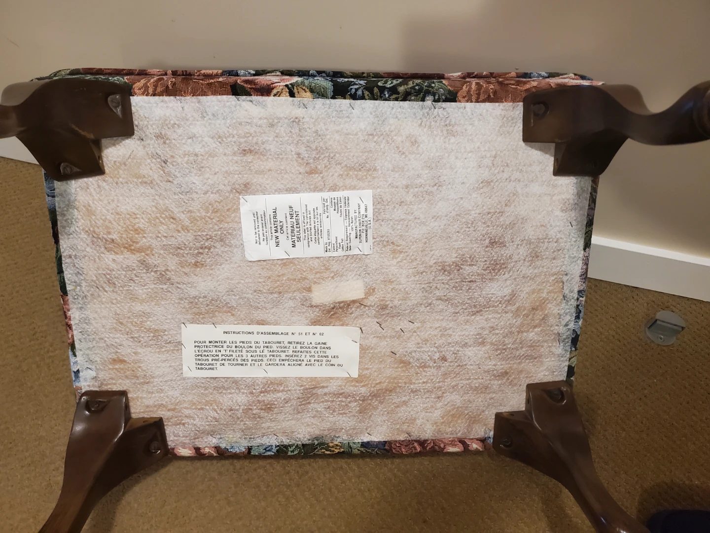 Floral Upholstered Ottoman Footstool - photo 5