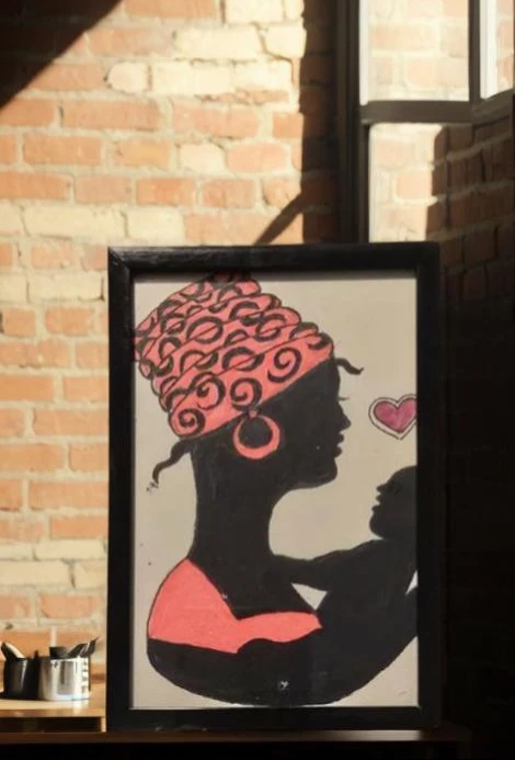 Small Framed Wall Art Print - Mother and Child Silhouette - photo 2