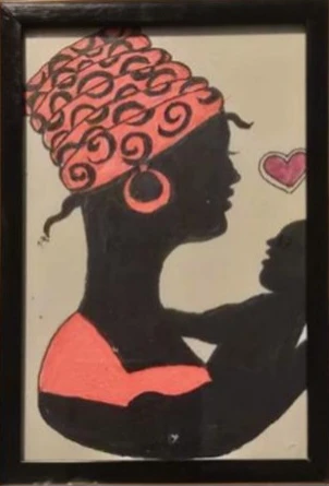 Small Framed Wall Art Print - Mother and Child Silhouette - photo 3