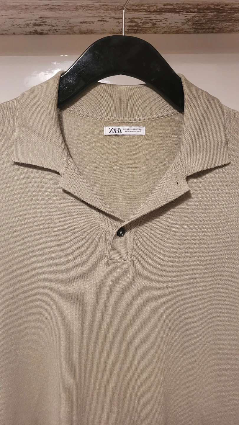 ZARA Knit Polo Shirt - Tan - photo 3