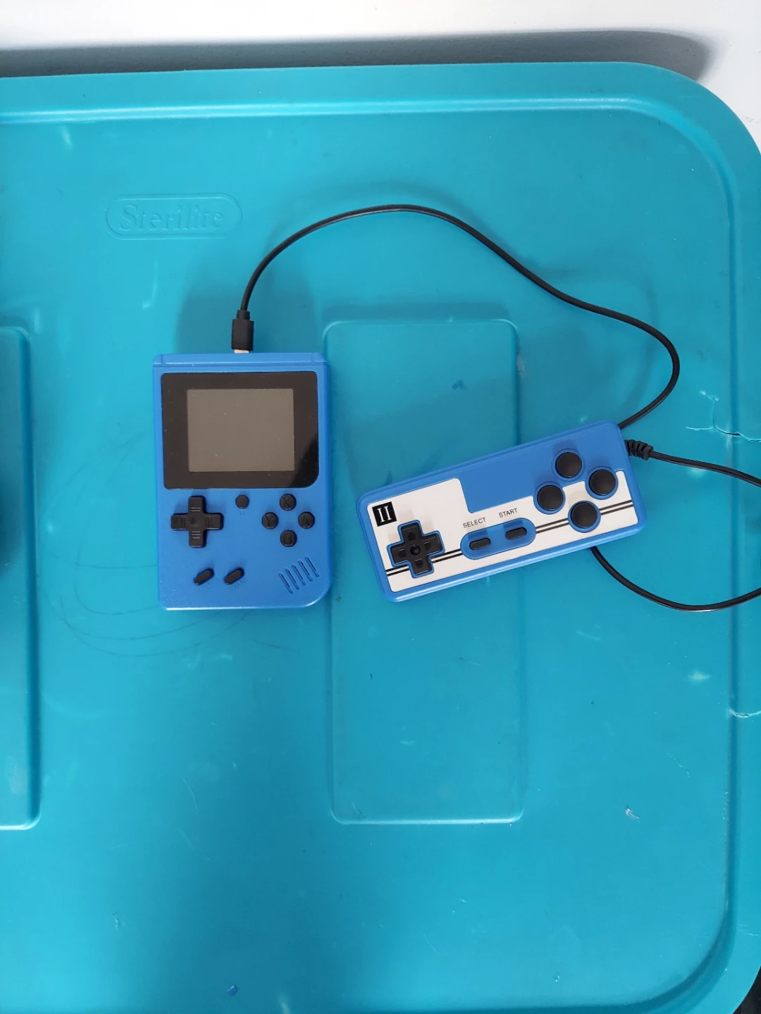 Blue Handheld Retro Game Console with Controller (with charger) - photo 2
