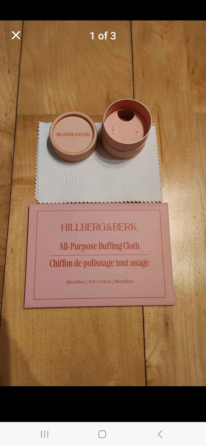 Hillberg & Berk Silver Lightening Stud Earrings, Buffing Cloth
