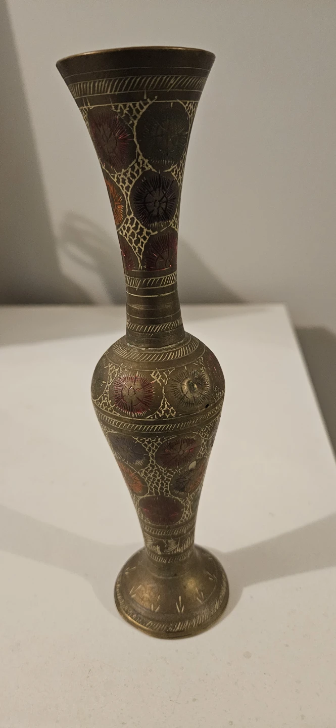 Vintage Brass Vase with Engraved Design - photo 2