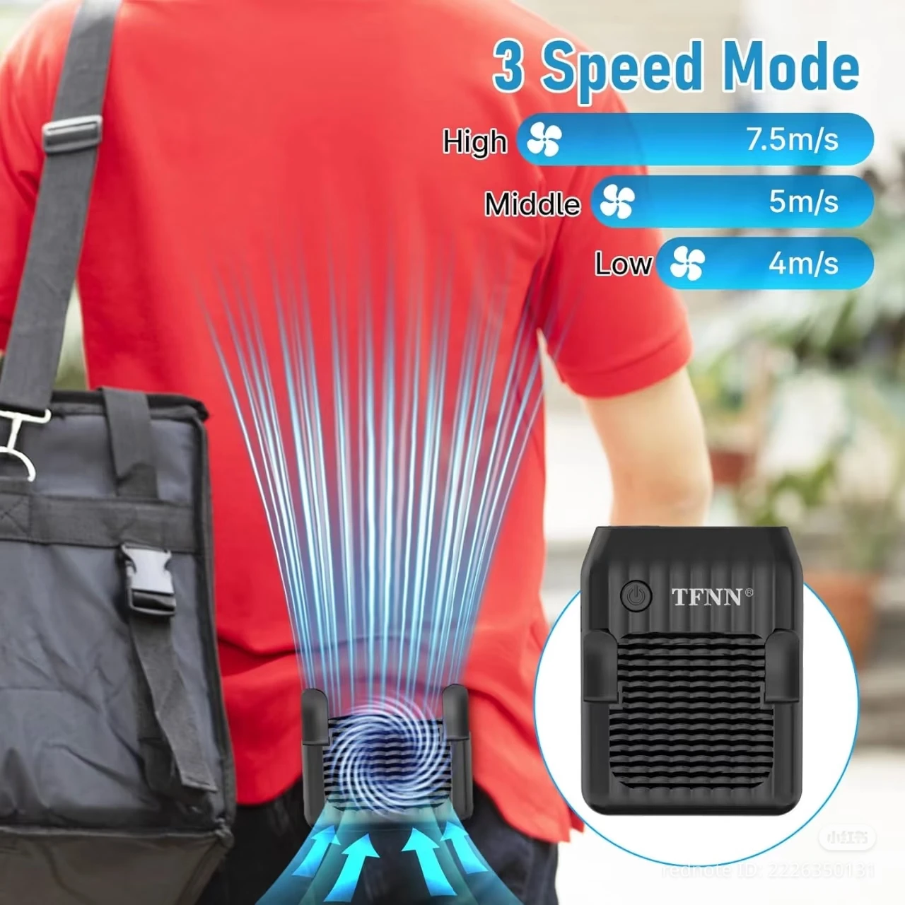 TFNN Wearable Fan - 3 Speed Modes