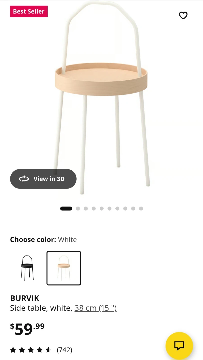 IKEA BURVIK Side Table White - photo 4