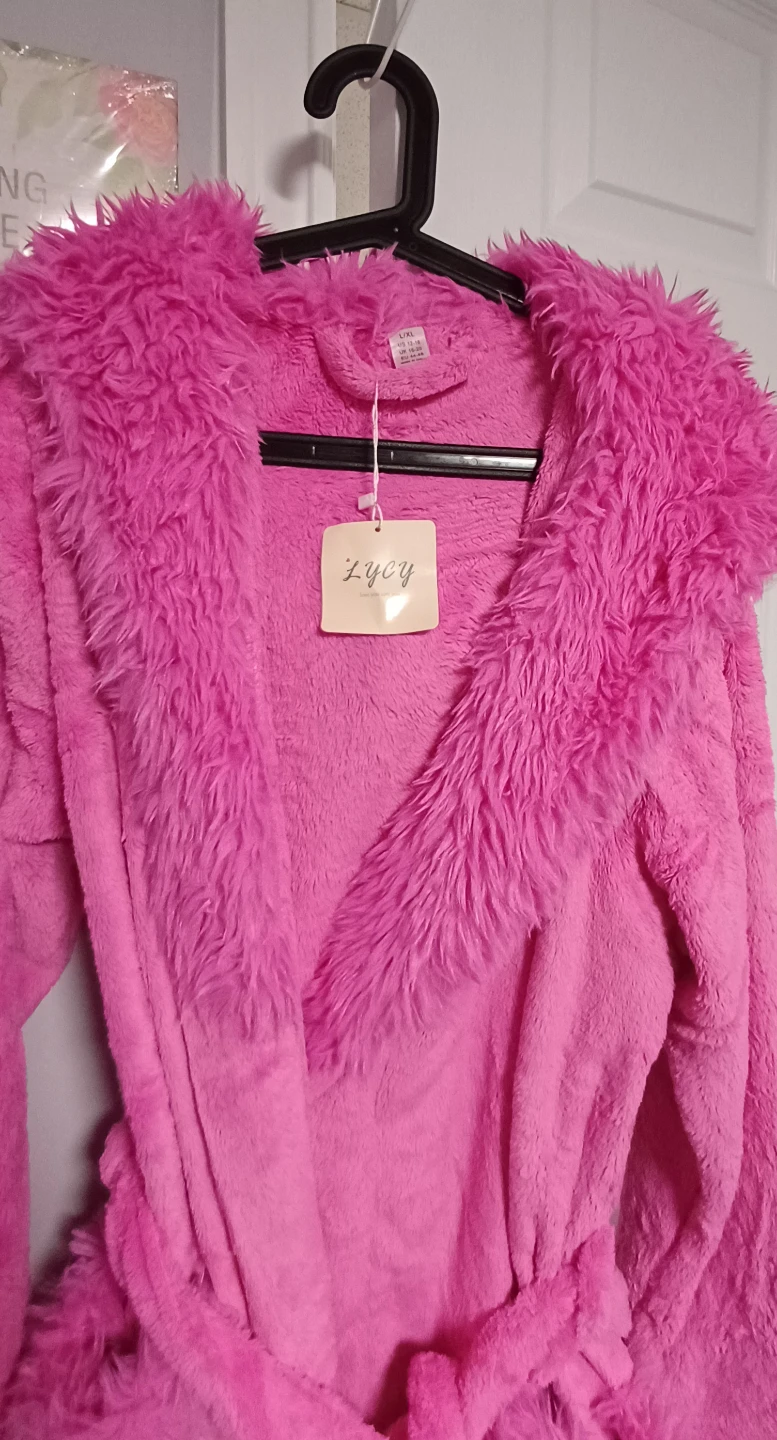 LYCY - Pink fluffy robe with faux fur trim - photo 5