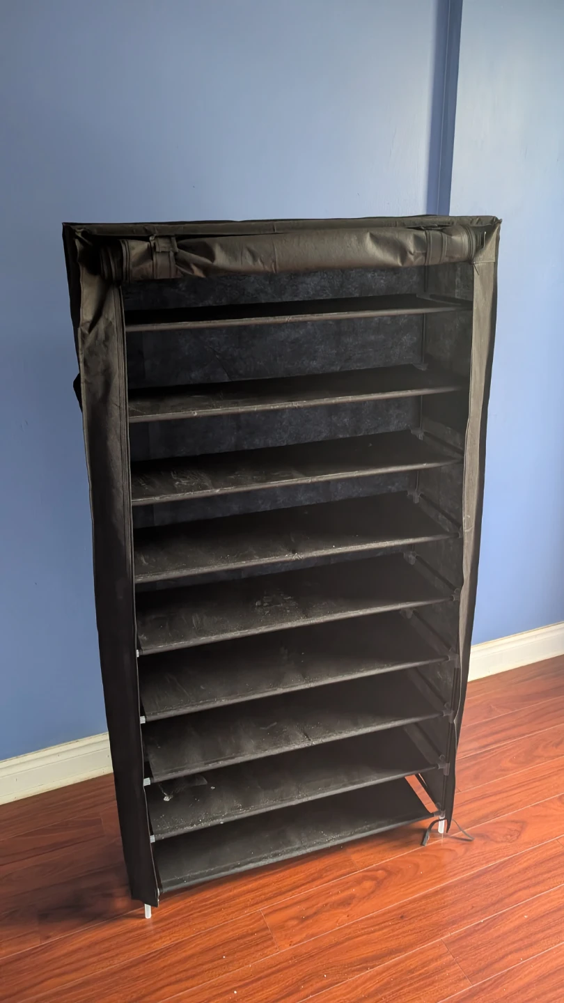 10-Tier Black Shoe Rack with Cover