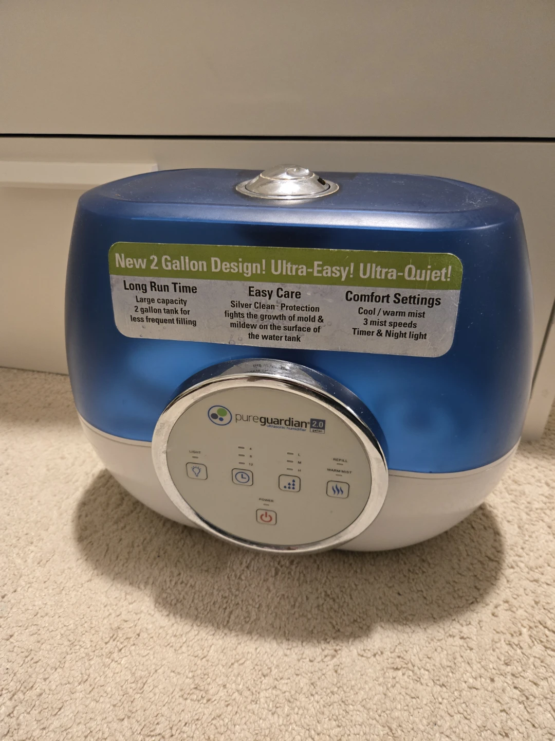 PureGuardian 2.0 Gallon Ultrasonic Humidifier (Warm & Cool Mist) - photo 2