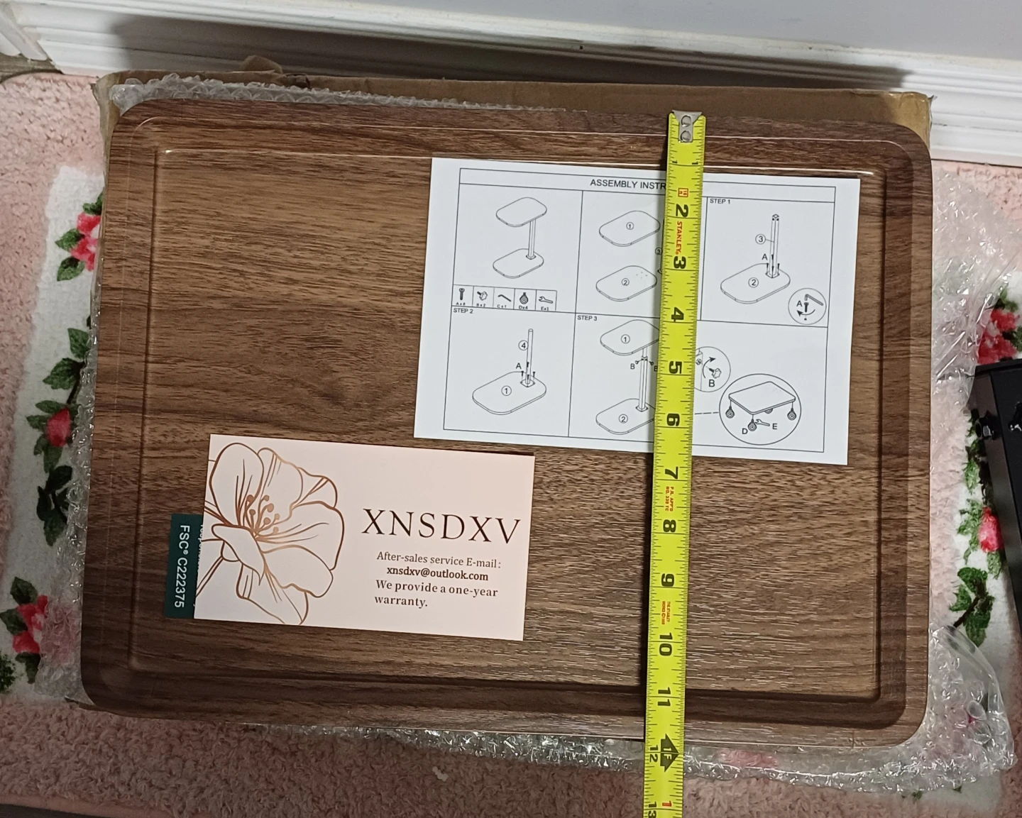 Adjustable Walnut C-Shaped End Table - photo 4