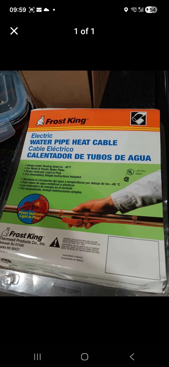 Frost King Electric Water Pipe Heat Cable