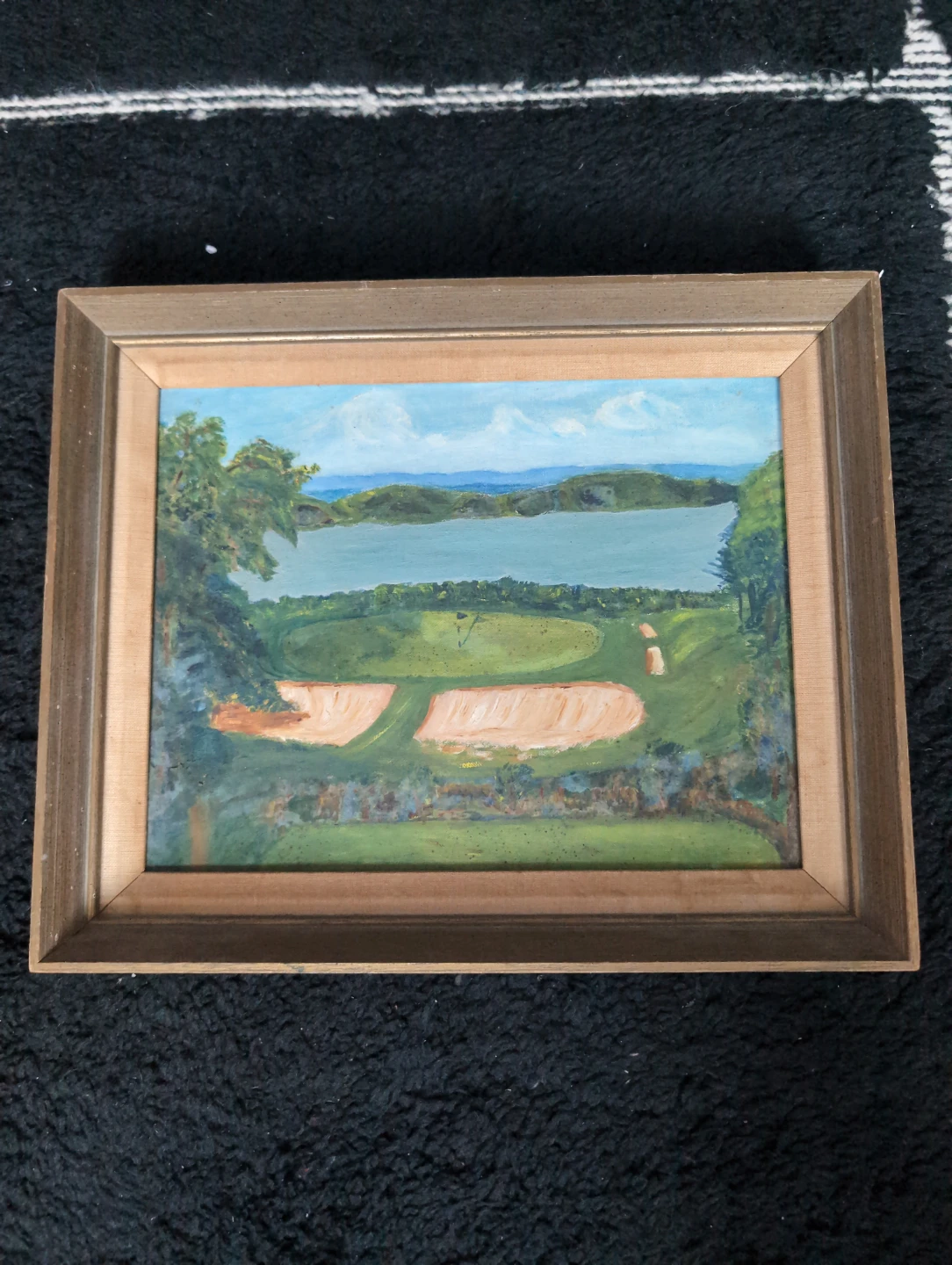 Framed Painting of a Golf Course Landscape