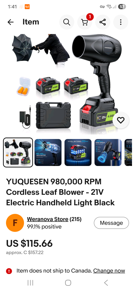 YUQSESEN 980,000 RPM Cordless Leaf Blower - 21V - photo 2